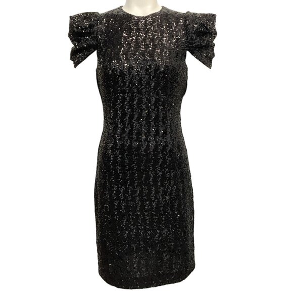 Michael Kors Collection Black Sequined Short Sleeved Dress - Picture 1 of 4